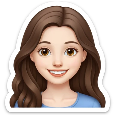 beautiful pale brunette girl with long hair laughing  sticker