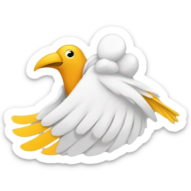 bird flying wit baby in swaddle in beak sticker