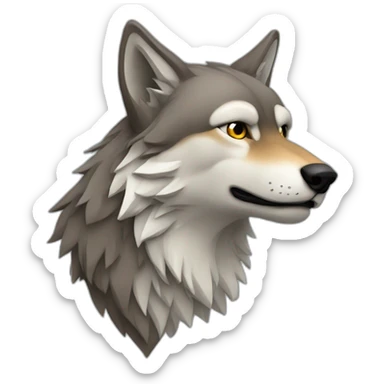 wolf head in profile looking to right sticker