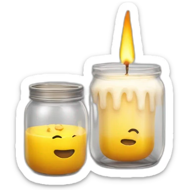Candle realistic in a jar without cap sticker