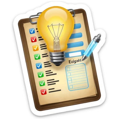 light bulb with a checklist sticker