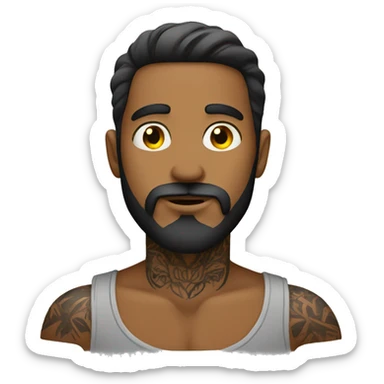 male with beard and tattoo sticker