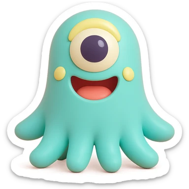 one-eyed monster with tentacles, playful and bright colors sticker