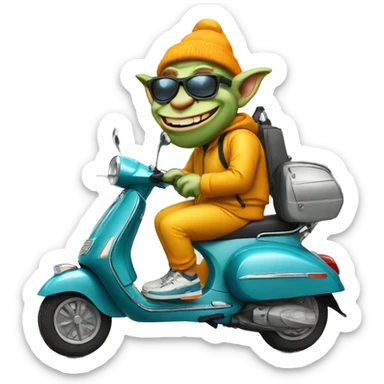 Troll on a vespa wearing a sporty tracksuit  sticker
