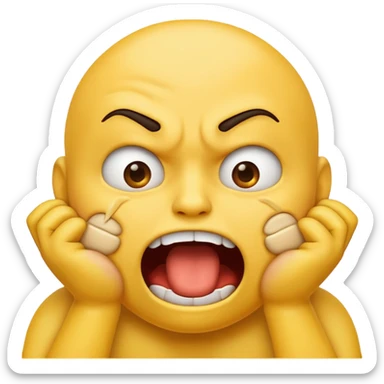 yellow emoji choking himself out in anger sticker