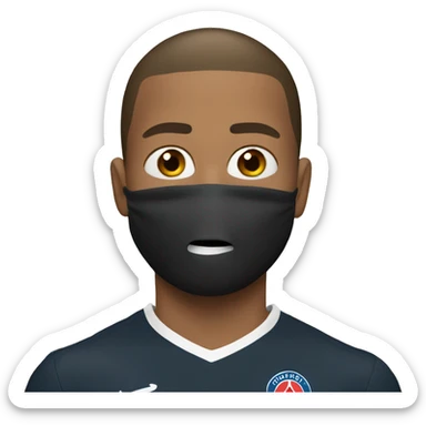 MBappe with a  mask protecting his nose not covering his mouth sticker