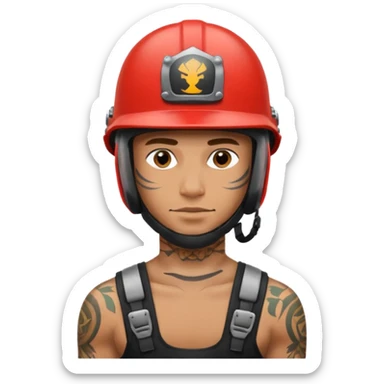 tattooed man in helmets sticker