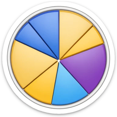 A pie chart with purple, yellow and blue colors only sticker