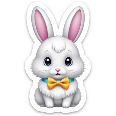 cute Easter bunny wearing colorful bow tie sticker