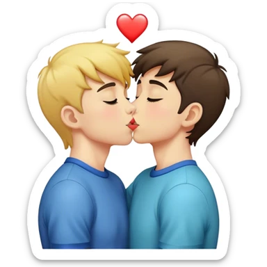 A gay 17 years old boy kissing another 16 years old boy a really passionate kiss sticker
