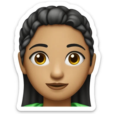 Chica con piel clara, ojos verdes, pelo rizado y negro tapada con una manta sticker