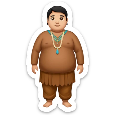 Fat brown Indian man. Full body. Black hair sticker