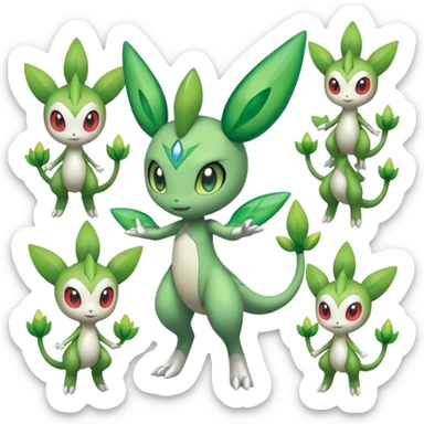 Meloetta-Celebi-Shaymin-Virizion-Zygarde-Electrike-Fakémon-fusion, full body sticker
