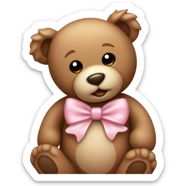 Teddy bear with light pink bow  sticker