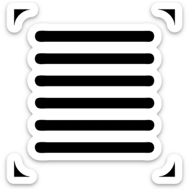 minimal solid white icon for a weekly list on black background, Netflix UI style, geometric card or page with seven horizontal bars, no text, very simple sticker