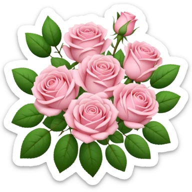 pastel pink flower bouquet with green leaves sticker