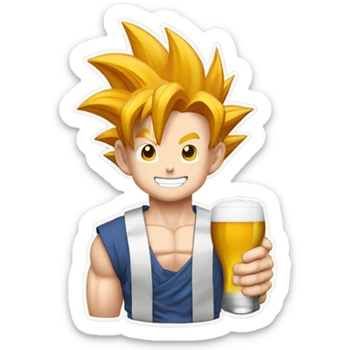 son Goku qui bois une bière sticker