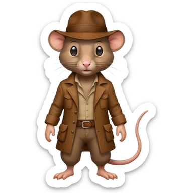 🐀 full body rat wearing Indiana jones hat sticker