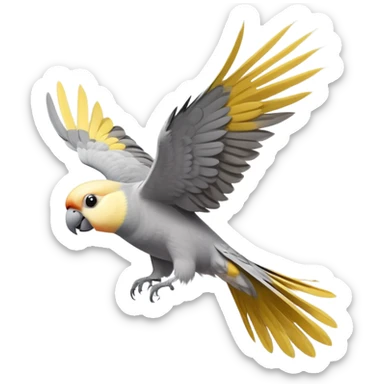 cockatiel parrot bird flying and looking up  sticker