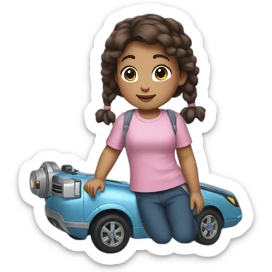 Elaina holding robocar poli roy sticker