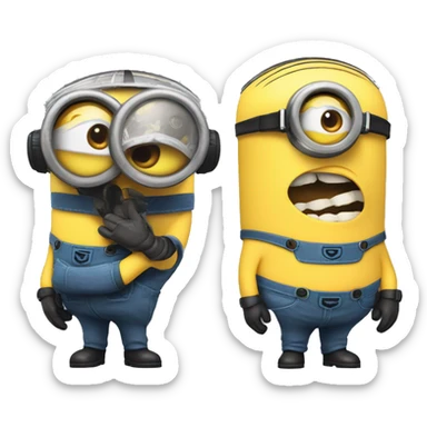 Despicable 4 character mega minion  racing driver sticker