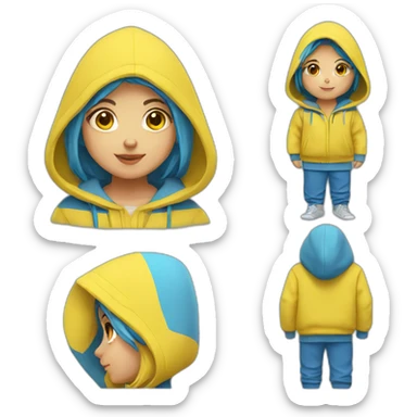 Ukrainian girl wearing the hoodie yellow and blue colors sticker