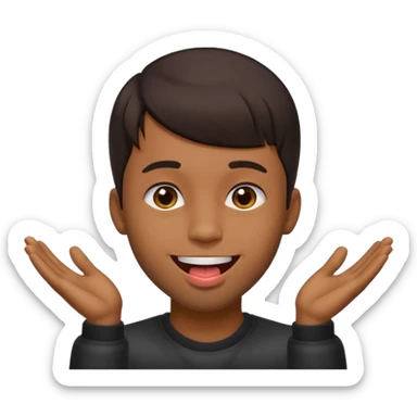 A brown skin guy with dark bangs hairstyles that is his covering forehead, his head is tilted back a bit and his tongue is out sticker