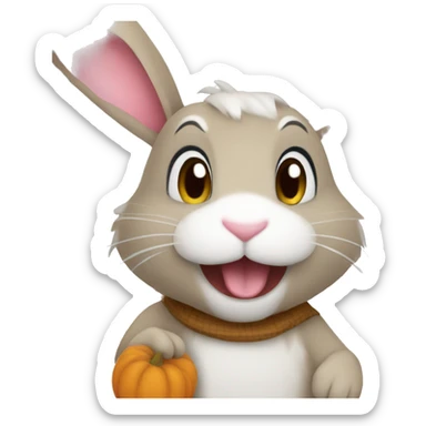 Bunny saying happy thanksgiving  sticker