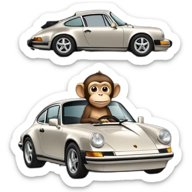 a monkey in a porsche 911 sticker