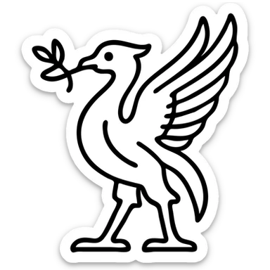 Liver bird, mythical bird symbol of Liverpool, cormorant-like bird with outstretched wings sticker