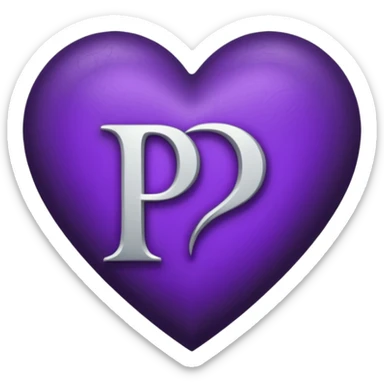 Can you make a dark purple heart with a white letter in the middle in a gothic style, the letter is P sticker