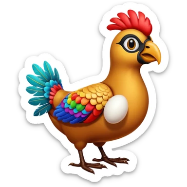 A 3D cartoon Sankofa bird with its head turned backward holding an egg in its beak, symbolizing learning from the past, vibrant colors, smooth lighting, Memoji-style rendering. sticker