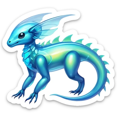 Futuristic Ethereal Iridescent Bioluminescent Translucent Illuminated Transparent Modern Fakémon-creature-hybrid Full Body sticker