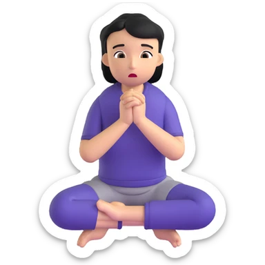 person on their knees begging with hands clasped together and pleading expression sticker