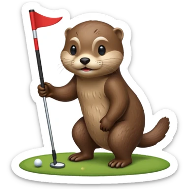 Cute Otter golfing sticker