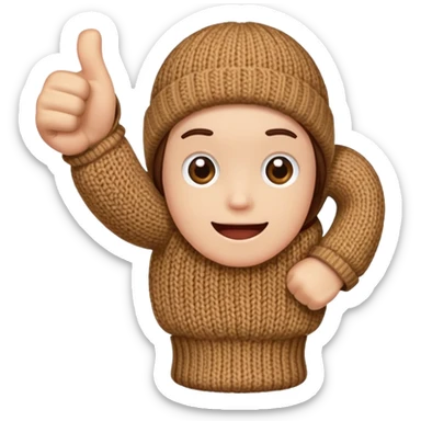 thumbs up fist in brown knit mitten sticker
