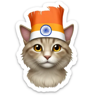 a cat wearing Indian flag sticker