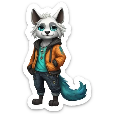 Cool cute Kawaii edgy colorful fantasy animal fursona by griffsnuff & LiLaiRa & Falvie full body sticker