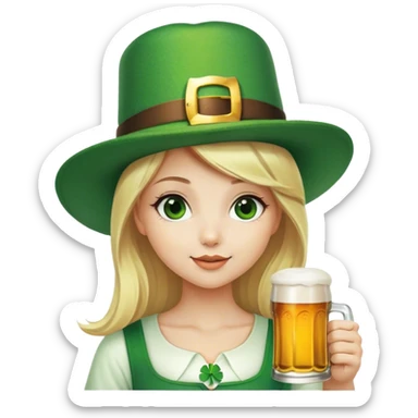 Blonde girl celebrating St. Patrick’s day sticker