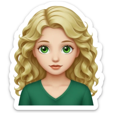 Pretty girl with wavy fair hair and green eyes abd white skin sticker