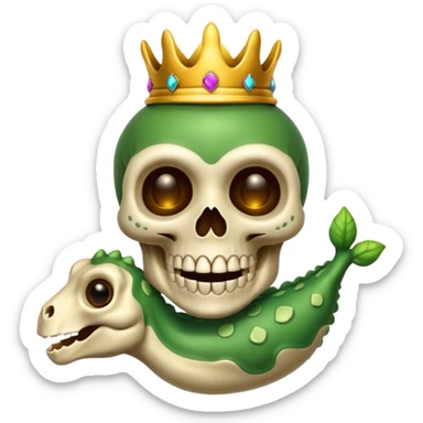 Haz un emoji de una calavera platinada riéndose con la rana René  sticker