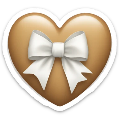 Tan heart with a white bow sticker