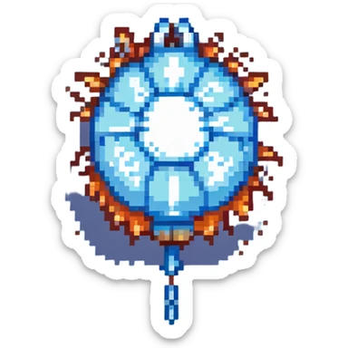 Power bomb, larger size, blue highlights, longer fuse, explosive appearance, pixel art style sticker
