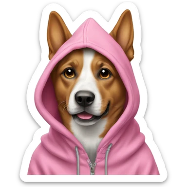 Pink hoodie on dog sticker