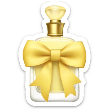 Light yellow perfume bottle with a bow sticker
