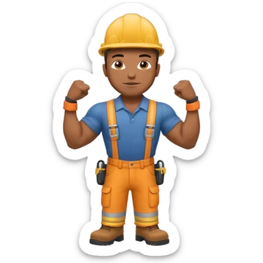 black construction worker flexing his muscles sticker