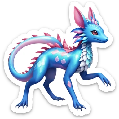 Colorful Shiny Exotic Amaura-Salandit-Aurorus-Sylveon-Fakémon-hybrid-creature (full body)  sticker