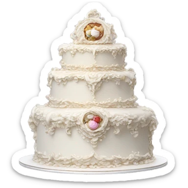 highly detailed white rococo cake sticker