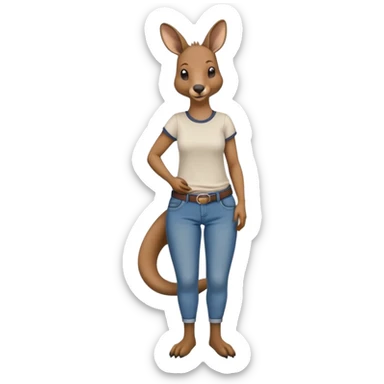 female kangaroo casual clothes jeans t-shirt upright friendly sticker