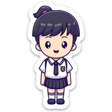 kawaii anime character with school uniform and cute expression sticker
